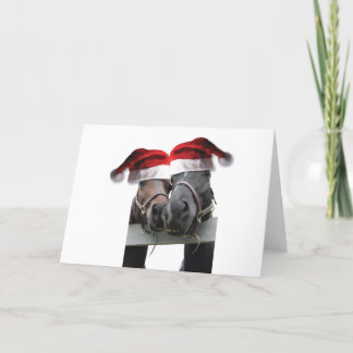 Julhästar med jultomter helgkort