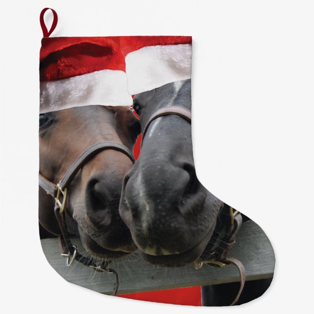 Julhästar och jultomter stor julstrumpa (Framsidan)