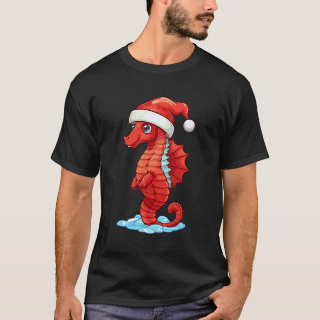 Julhästen Santa Hat Funny Julafton Kids T Shirt (Framsida)