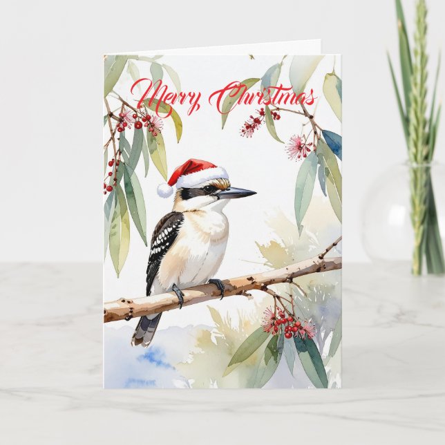 Julhatt australisk kookaburra God Jul Helgkort (Framsida)