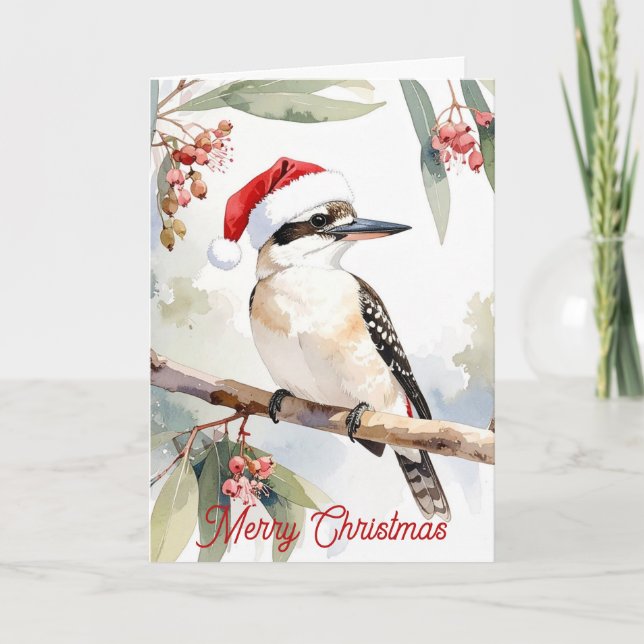 Julhatt australisk kookaburra God Jul Helgkort (Framsida)