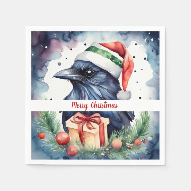 Julhatt Festiv Kråka -   Pappersservett (Framsidan)