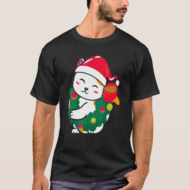 Julhatt för katt jul för katt t shirt (Framsida)