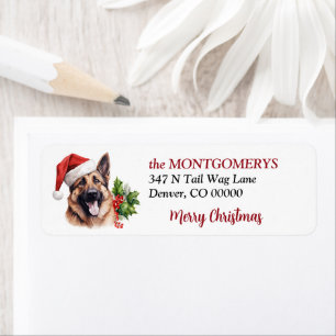 Julhatt German Shepherd Jul returadress Etikett