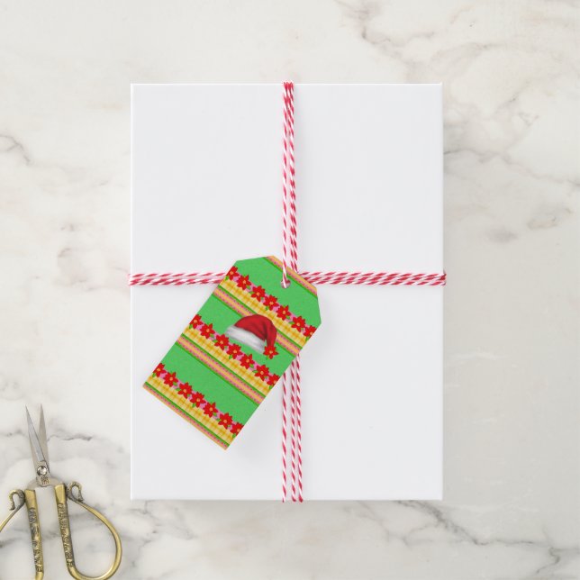 Julhatt Grön  Presentkort  Presentetikett (Med Snöre)