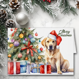 Julhatt Gul Labrador Retriever Jul Hälsningskort