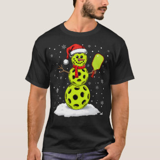 Julhatt Snömannen Jul Rolig Pickleball Älskare Jul T Shirt