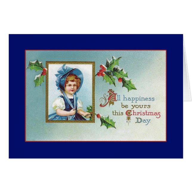 Julhätta - vintagekort hälsningskort (Framsidan Horizontal)