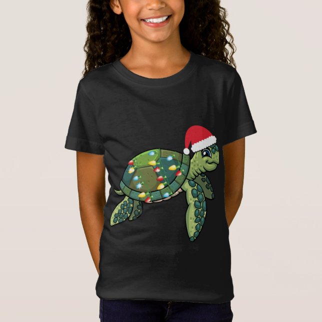 Julhavsköldpadda med Santa Hat Helgdag Cute G T Shirt (Framsida)