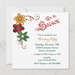 Julhelg Blommor Swirl jul Party Inbjudningar
