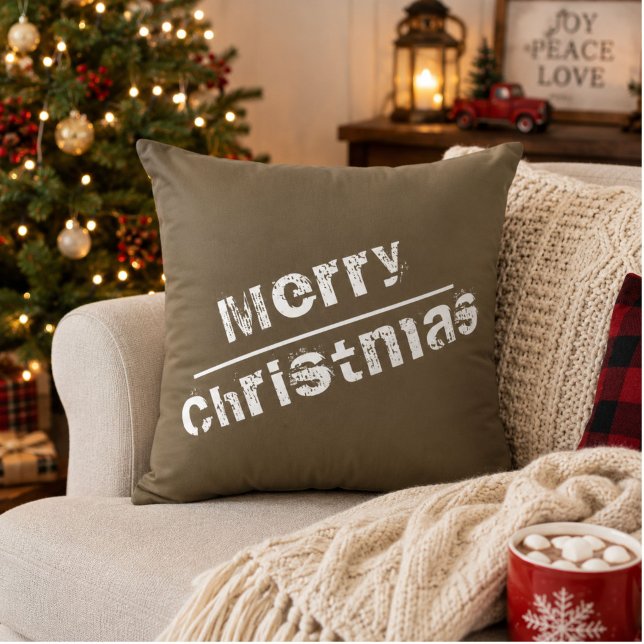 Julhelg God Jul Modern Grå Kudde (Skapare uppladdad)