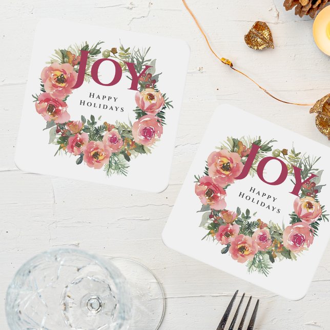 Julhelg Joy Wandeans botaniska Underlägg Papper Kvadrat (Skapare uppladdad)