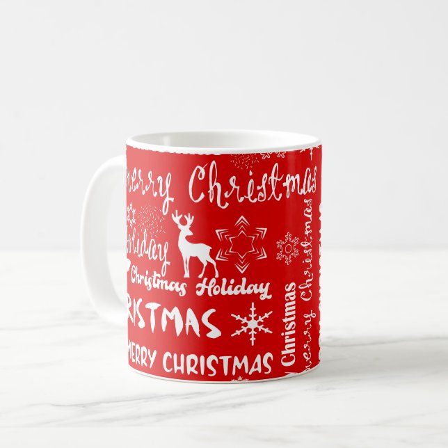 Julhelg, julmönster, vinter  kaffemugg (Framsida vänster)