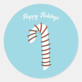 Julhelg Konstnärliga Candy cane Hälsning Runt Klistermärke