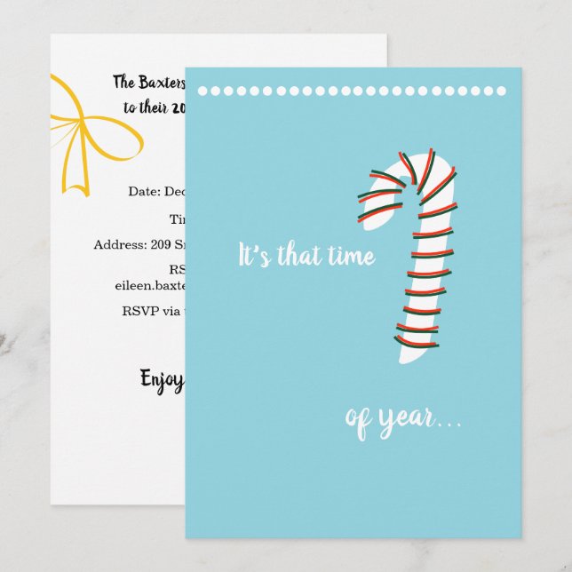 Julhelg Konstnärliga Candy cane Inbjudningar (Fram/baksida)