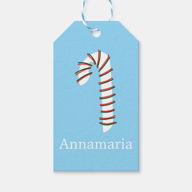 Julhelg Konstnärliga Candy cane Presentetikett (Framsidan)