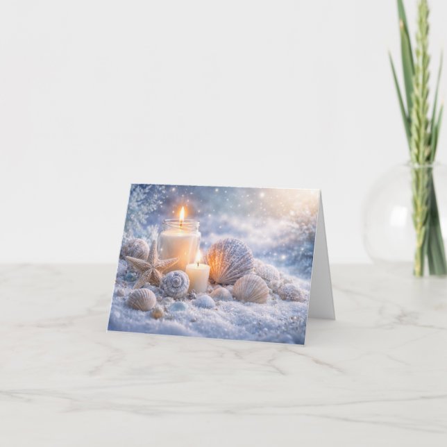 Julhelg Musslor i snön och ljus Kort (Framsida)
