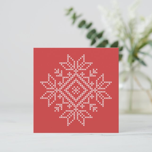 Julhelg nordisk stickad snöflinga  (Stående Fram)