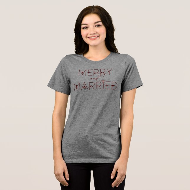 Julhelg Nyligen Gift Äktenskapsetableringsdatum T Shirt (Framsida Full)