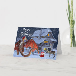 Julhelg Santa Drakon Kort