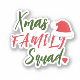Julhelg Santa hatt familj squad manus Klistermärken