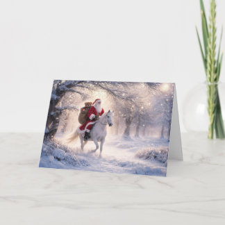 Julhelg Santa och häst Helgkort