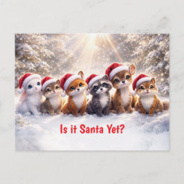Julhelg Skog Söta Djur Helg Vykort