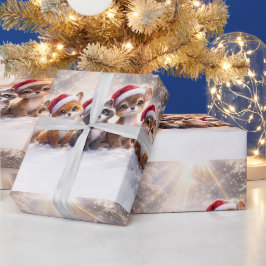 Julhelg söta djur med tomteluvor presentpapper