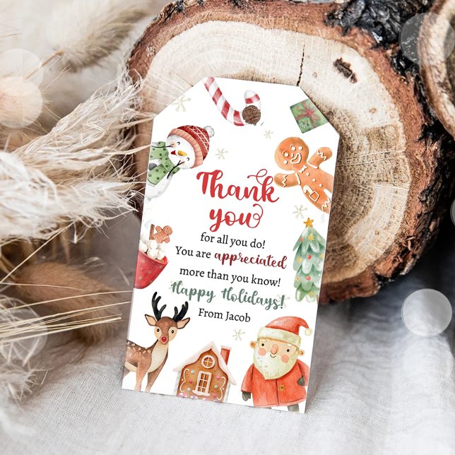 Julhelg Tack Uppskattning Familj Presentetikett (Skapare uppladdad)