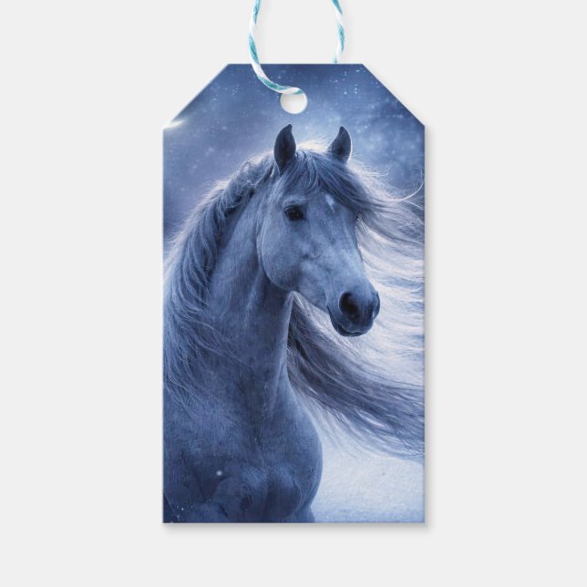Julhelg Vacker häst i natten Presentetikett (Framsidan)