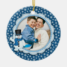 Julhelgdag - frostigt Snowflakefoto Julgransprydnad Keramik