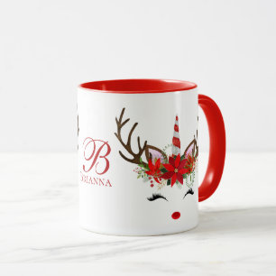 Julhelgdag - röd Unicornhjort 2Tone Mugg