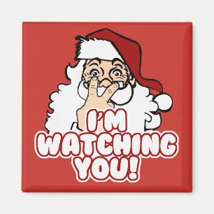 Julhelgdag roliga Santa håller ögonen på dig Magnet