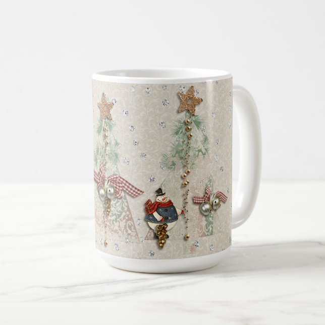 Julhelgdag - träd & snögubbear kaffemugg (Framsida höger)