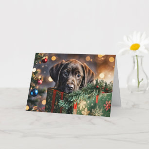 JulHelgdagar Cute Chocolate Labrador Puppy Kort