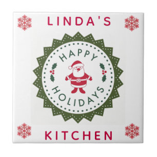 JulHelgdagar Cute Tecknad Santa Red Kitchen Kakelplatta