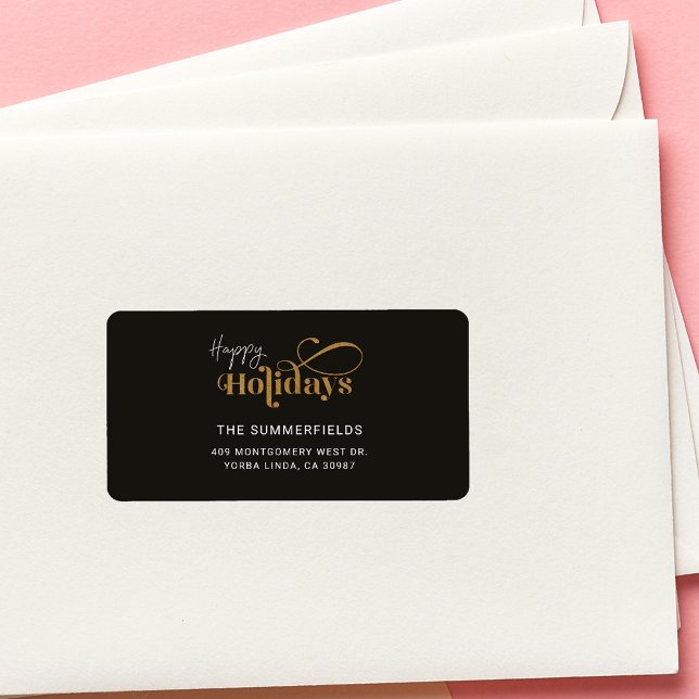 JulHelgdagar Festive Script Returadress Adressetikett (Christmas Holidays Script Return Address Shipping Label)