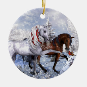 Julhelgdaghästar Julgransprydnad Keramik