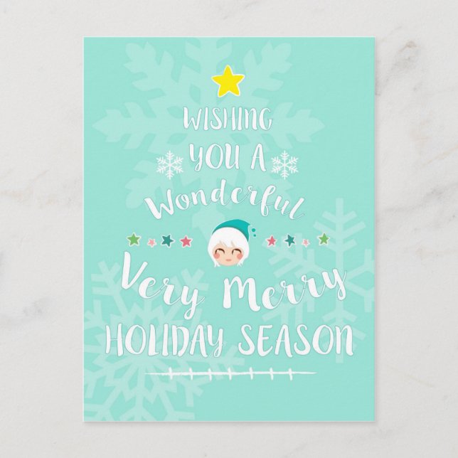 Julhelgdagkort - julgran helg vykort (Framsida)