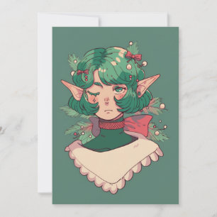 Julhelgen Elf Anime Girl Julkort