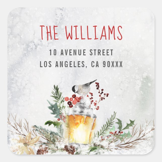Julhelgens returadress fyrkantigt klistermärke (Framsida)