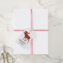 Julhelgsälg Röd Randig Tartan Mönster Presentetikett
