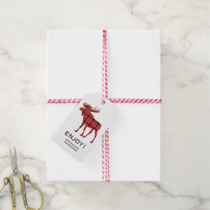 Julhelgsälg Röd Randig Tartan Mönster Presentetikett