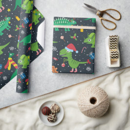 Julhelgsdinosaurier Inpackningspapper Presentpapper