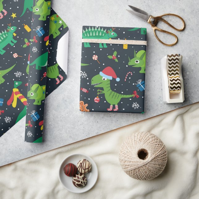Julhelgsdinosaurier Inpackningspapper Presentpapper (Hantverk)