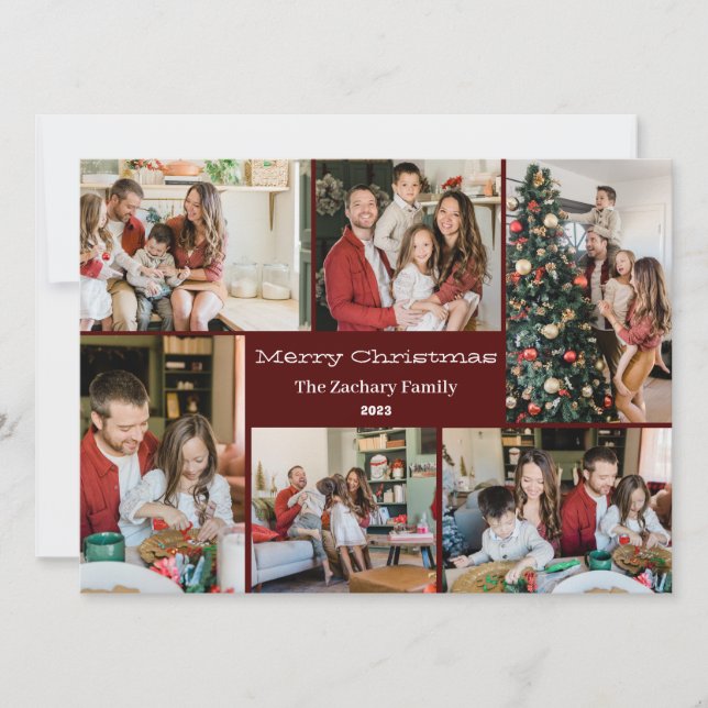 Julhelgsskript Familjefotokollage Julkort (Framsida)