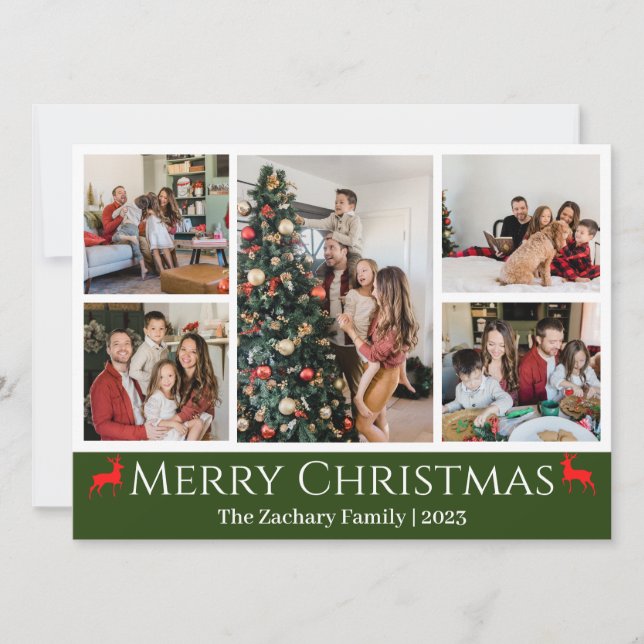 Julhelgsskript Familjefotokollage Julkort (Framsida)