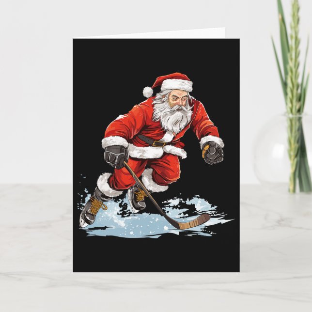 Julhelgsskul Santa spelar ishockey jul Kort (Framsida)
