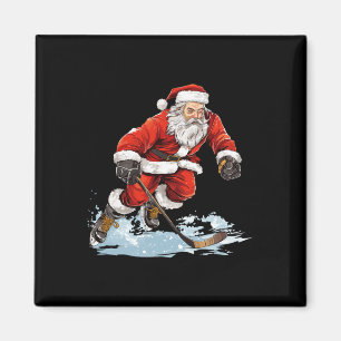 Julhelgsskul Santa spelar ishockey jul Magnet