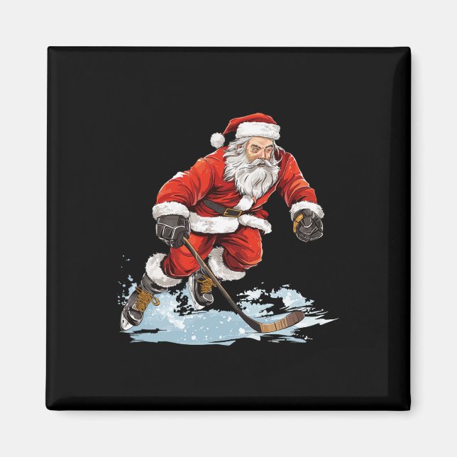 Julhelgsskul Santa spelar ishockey jul Magnet (Framsidan)